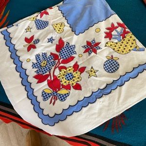 Vintage small square tablecloth cotton country